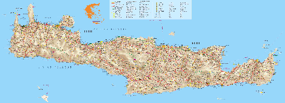 Κρήτη , λεπτομερής χάρτης.