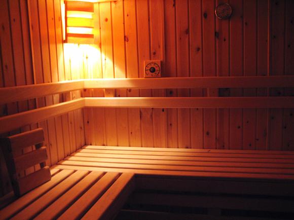 sauna in the basement under reception